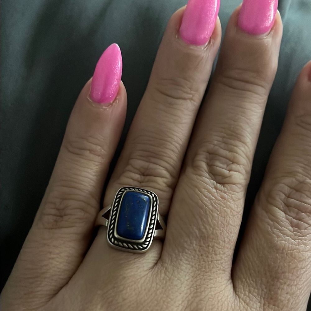 Genuine Lapis and .925 sterling silver ring